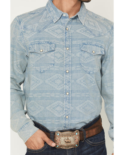 Men's Marley Tonal Southwestern Long Sleeve Snap Denim West | Cody James Clothing