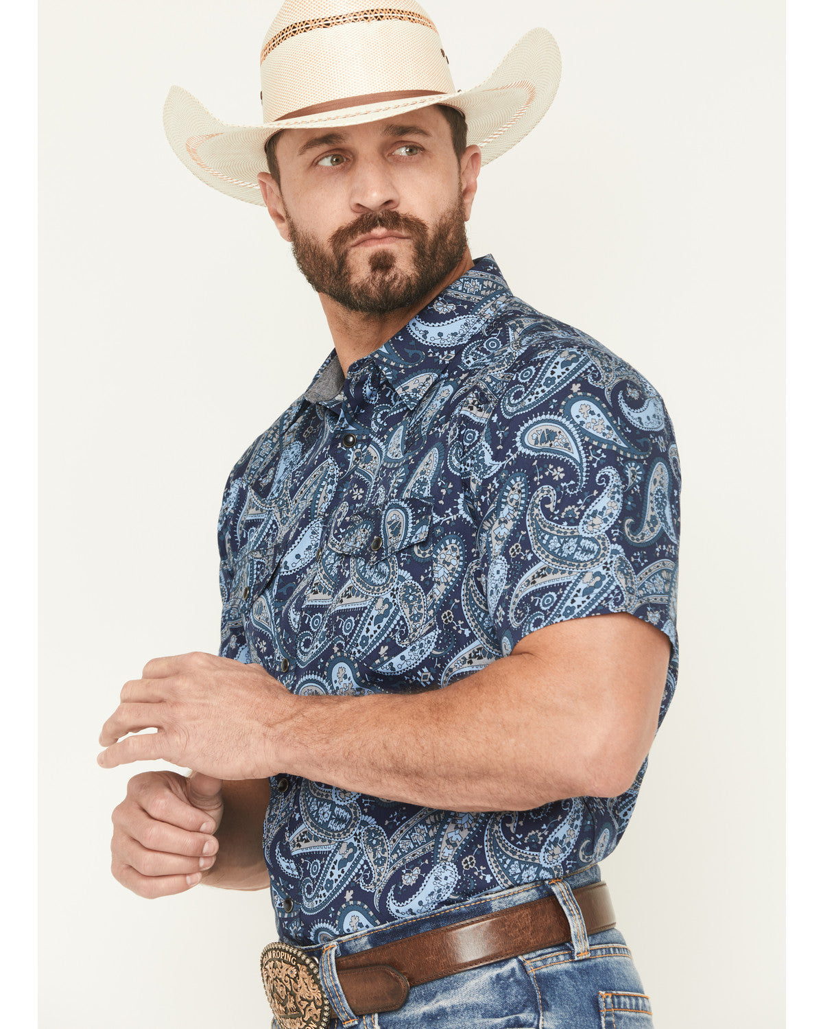 Men's Westward Paisley Print Short Sleeve Snap Western Shir | Cody James Clothing|Boys