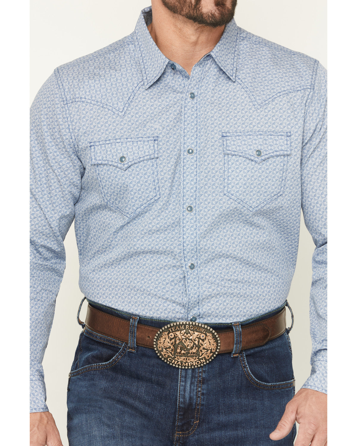 Men's Coastal Cowboy Micro Geo Print Long Sleeve Snap Weste | Cody James Clothing|Boys