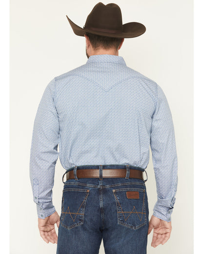 Men's Coastal Cowboy Micro Geo Print Long Sleeve Snap Weste | Cody James Clothing|Boys