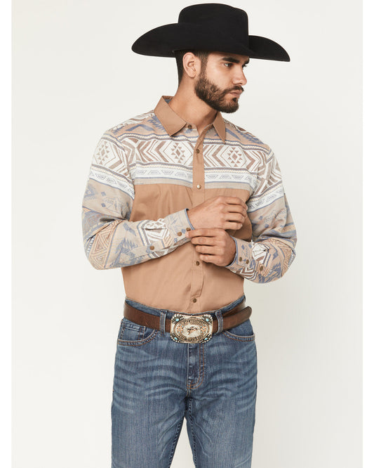 Men's Bronco Southwestern Block Long Sleeve Snap Western Sh | Cody James Clothing