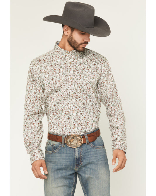 Men's Picher Floral Print Long Sleeve Button-Down Stretch W | Cody James Clothing