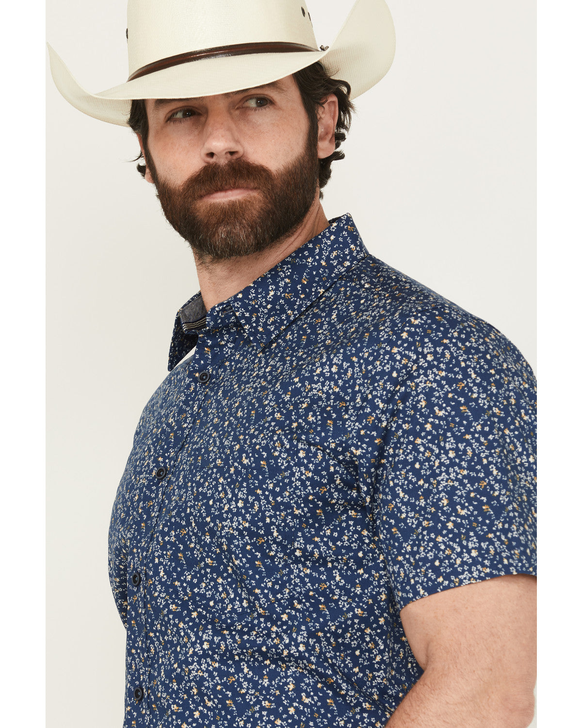 Men's Vanguard Floral Print Short Sleeve Button-Down Stretc | Cody James Clothing|Sale