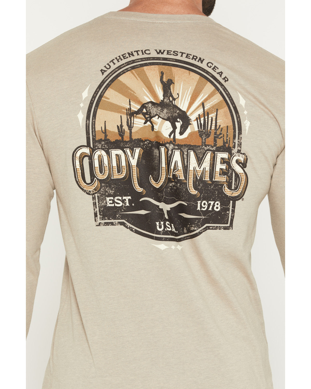 Men's Cowboy Sunset Long Sleeve Graphic T-Shirt | Cody James Clothing
