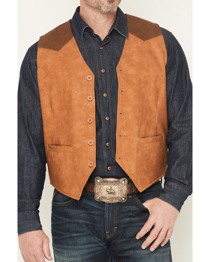 Men's Buckaroo Colorblock Faux Leather Button-Down Vest | Cody James Clothing