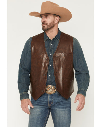 Men's Hogan Faux Leather Braided Hem Vest | Cody James Clothing