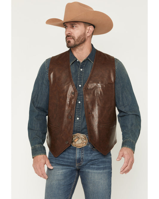 Men's Hogan Faux Leather Braided Hem Vest | Cody James Clothing
