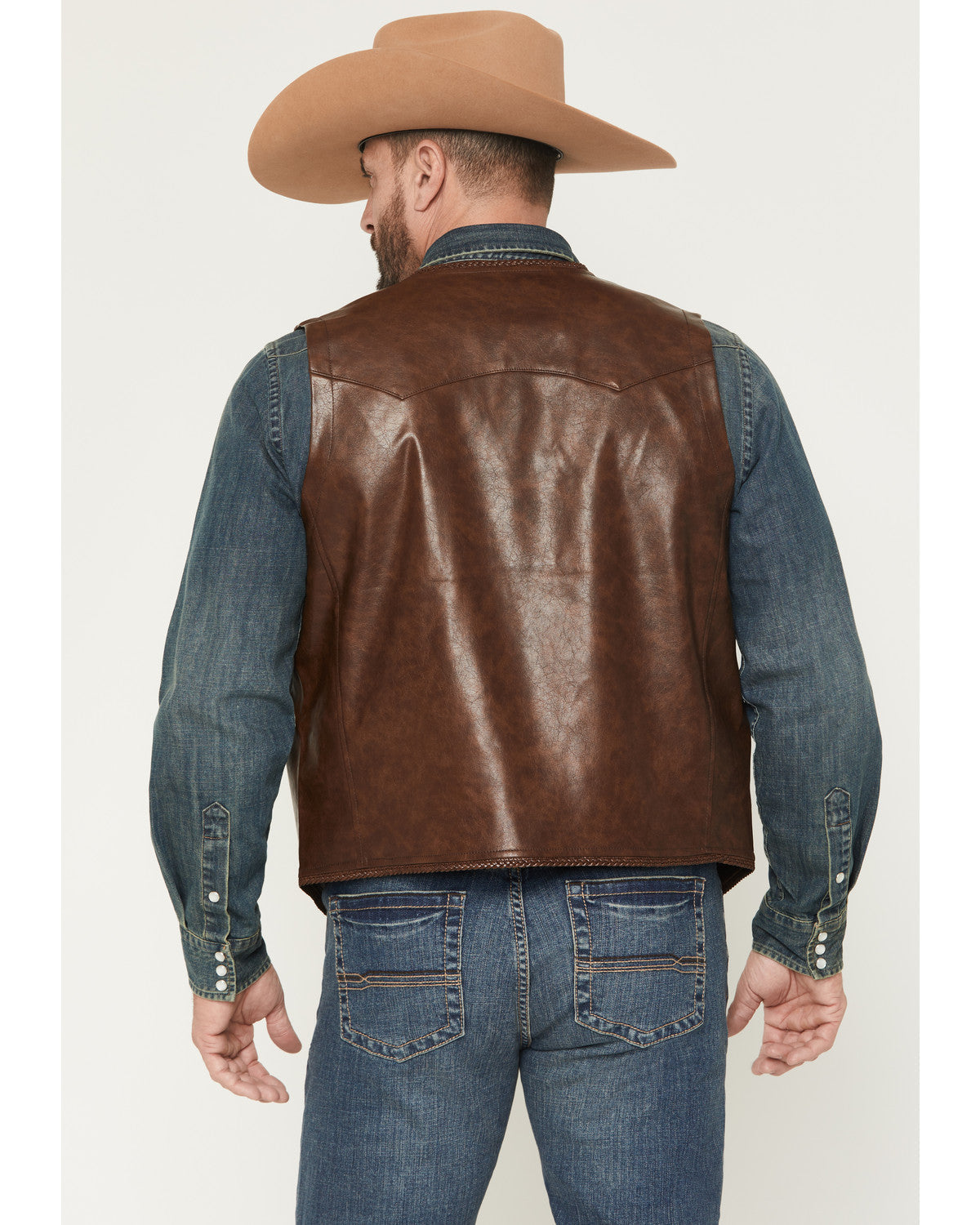 Men's Hogan Faux Leather Braided Hem Vest | Cody James Clothing