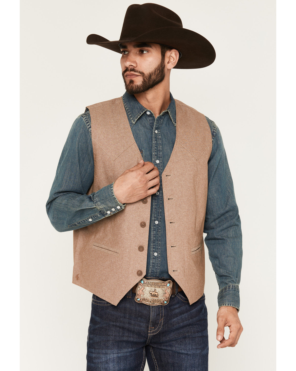 Men's Chambray Button-Down Vest | Cody James Clothing