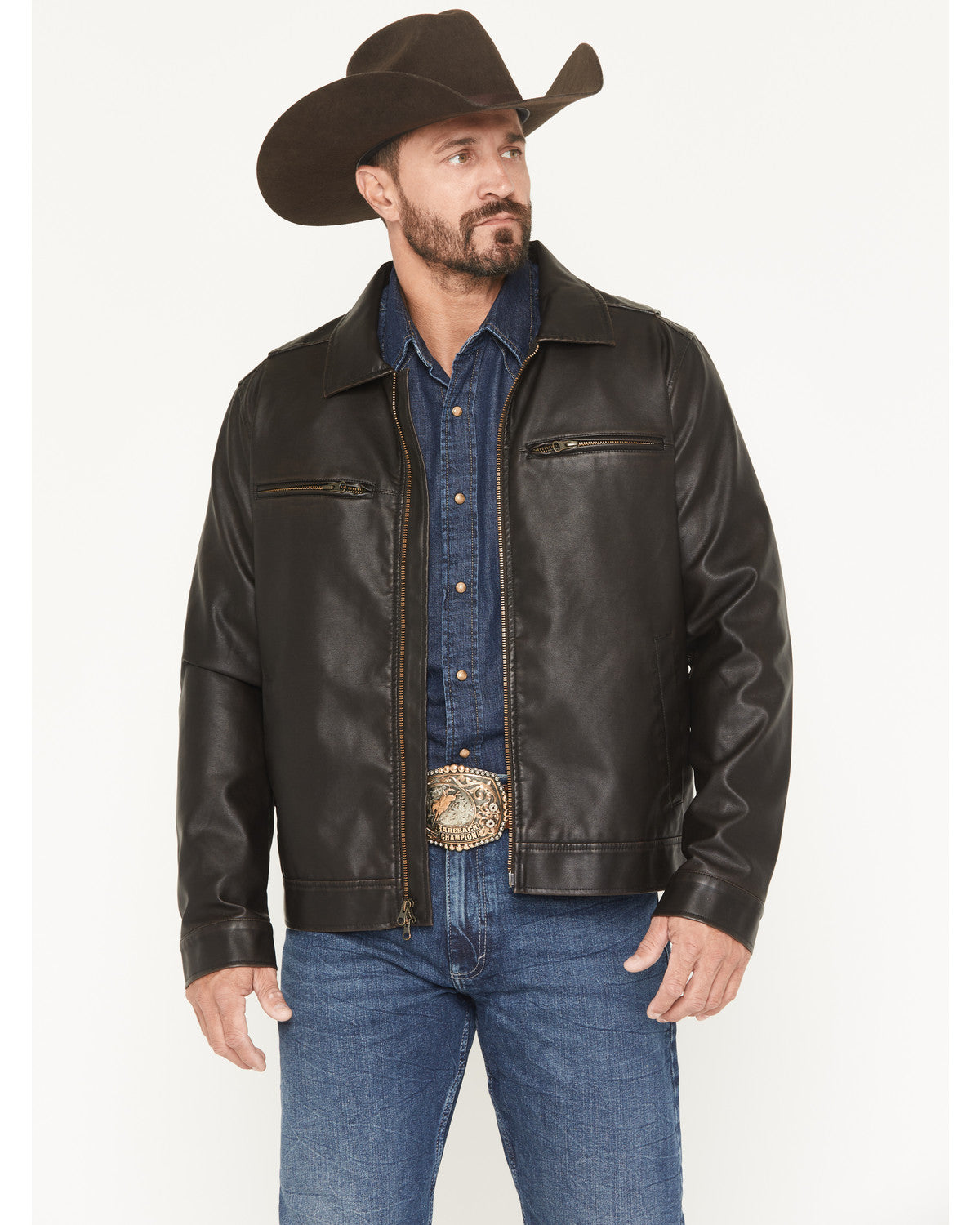 Men's Faux Leather Moto Jacket - Big | Cody James Clothing