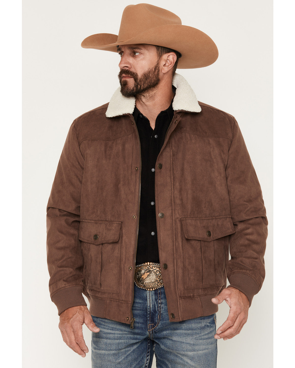 Men's Edward Faux Suede Snap Sherpa Bomber Jacket | Cody James Clothing