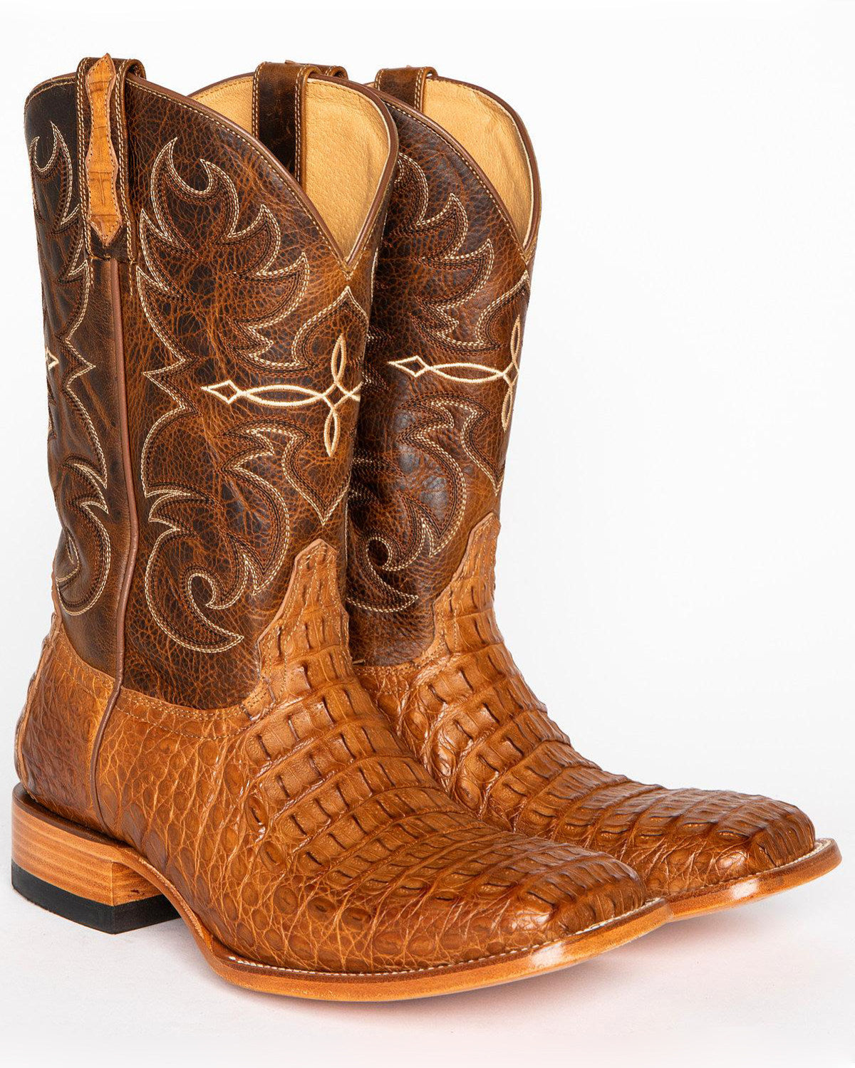 Men's Burnished Caiman Exotic Boots - Broad Square Toe | Cody James Boots