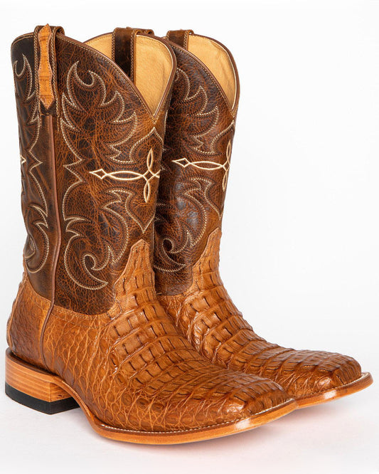 Men's Burnished Caiman Exotic Boots - Broad Square Toe | Cody James Boots