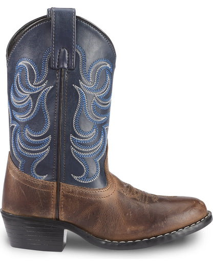 Boys' Holt Two-Tone Embroidered Western Boots - Round Toe | Cody James Boots