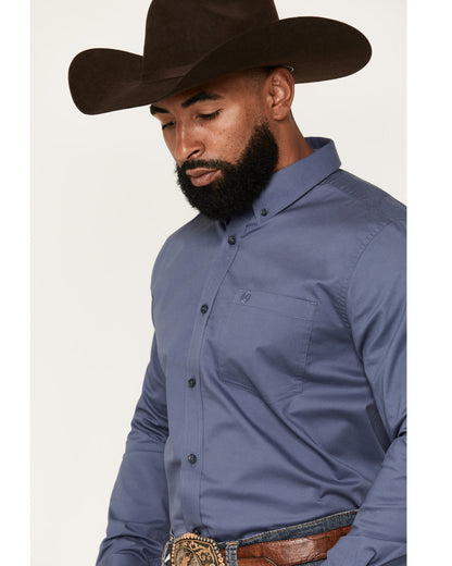 Men's Solid Long Sleeve Button-Down Stretch Western Shirt - | Cody James Clothing