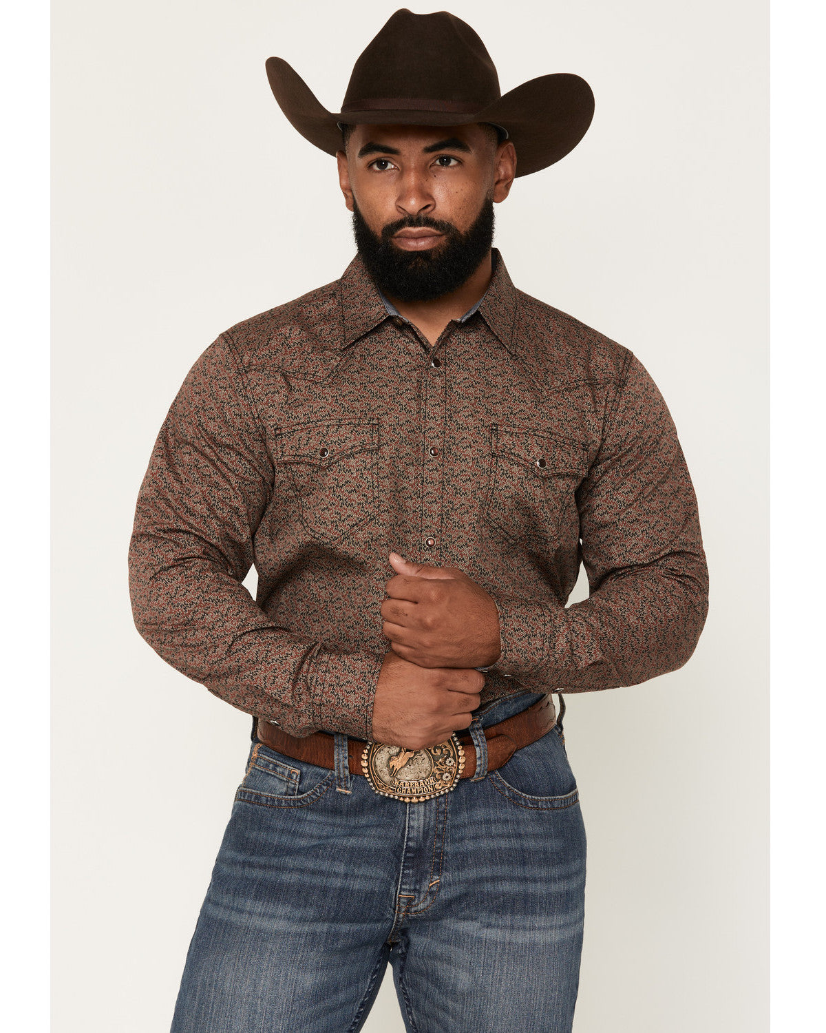 Men's Fireball Geo Print Long Sleeve Snap Western Shirt - T | Cody James Clothing