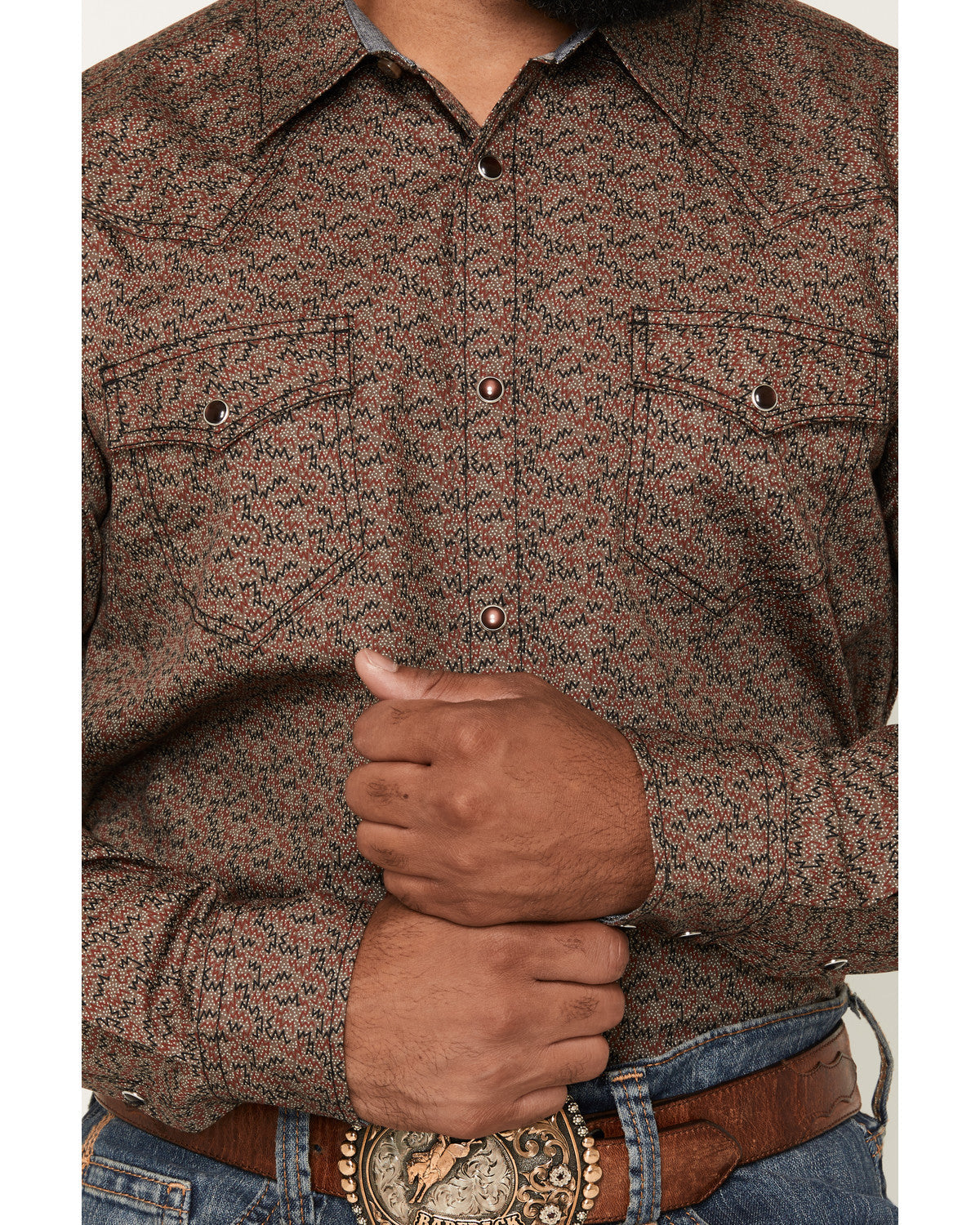Men's Fireball Geo Print Long Sleeve Snap Western Shirt - T | Cody James Clothing