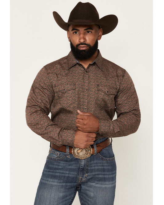 Men's Fireball Geo Print Long Sleeve Snap Western Shirt - B | Cody James Clothing