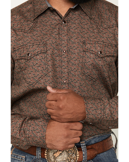 Men's Fireball Geo Print Long Sleeve Snap Western Shirt - B | Cody James Clothing