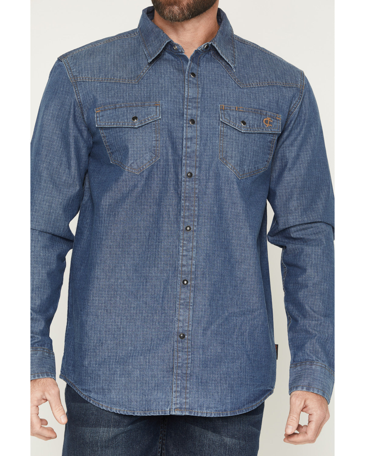 Men's FR Playa Ripstop Denim Long Sleeve Snap Work Shirt | Cody James Clothing