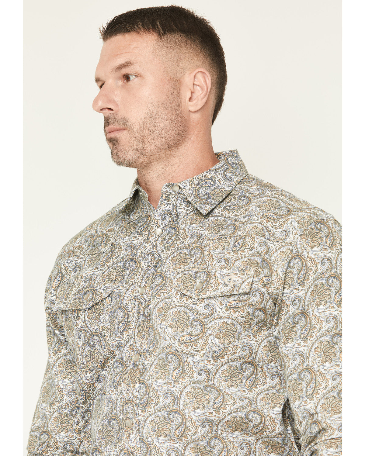 Men's FR Paisley Print Long Sleeve Snap Work Shirt | Cody James Clothing