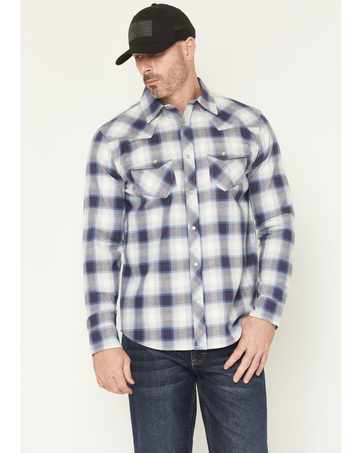 Men's FR Tex Plaid Print Long Sleeve Snap Work Shirt | Cody James Clothing