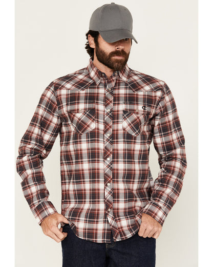 Men's FR Plaid Print Long Sleeve Snap Work Shirt | Cody James Clothing|Sale
