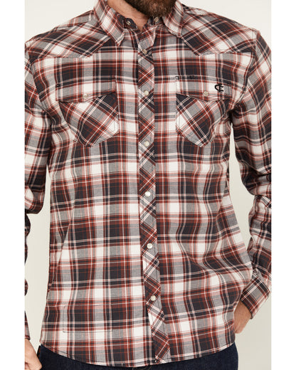 Men's FR Plaid Print Long Sleeve Snap Work Shirt | Cody James Clothing|Sale