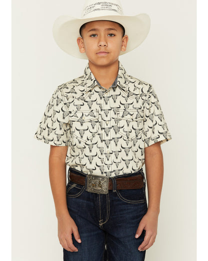 Boys' Toro Steerhead Print Short Sleeve Snap Western Shirt | Cody James Clothing|Boys