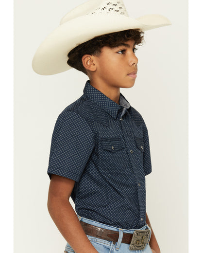 Boys' Tripp Geo Print Short Sleeve Snap Western Shirt | Cody James Clothing|Boys