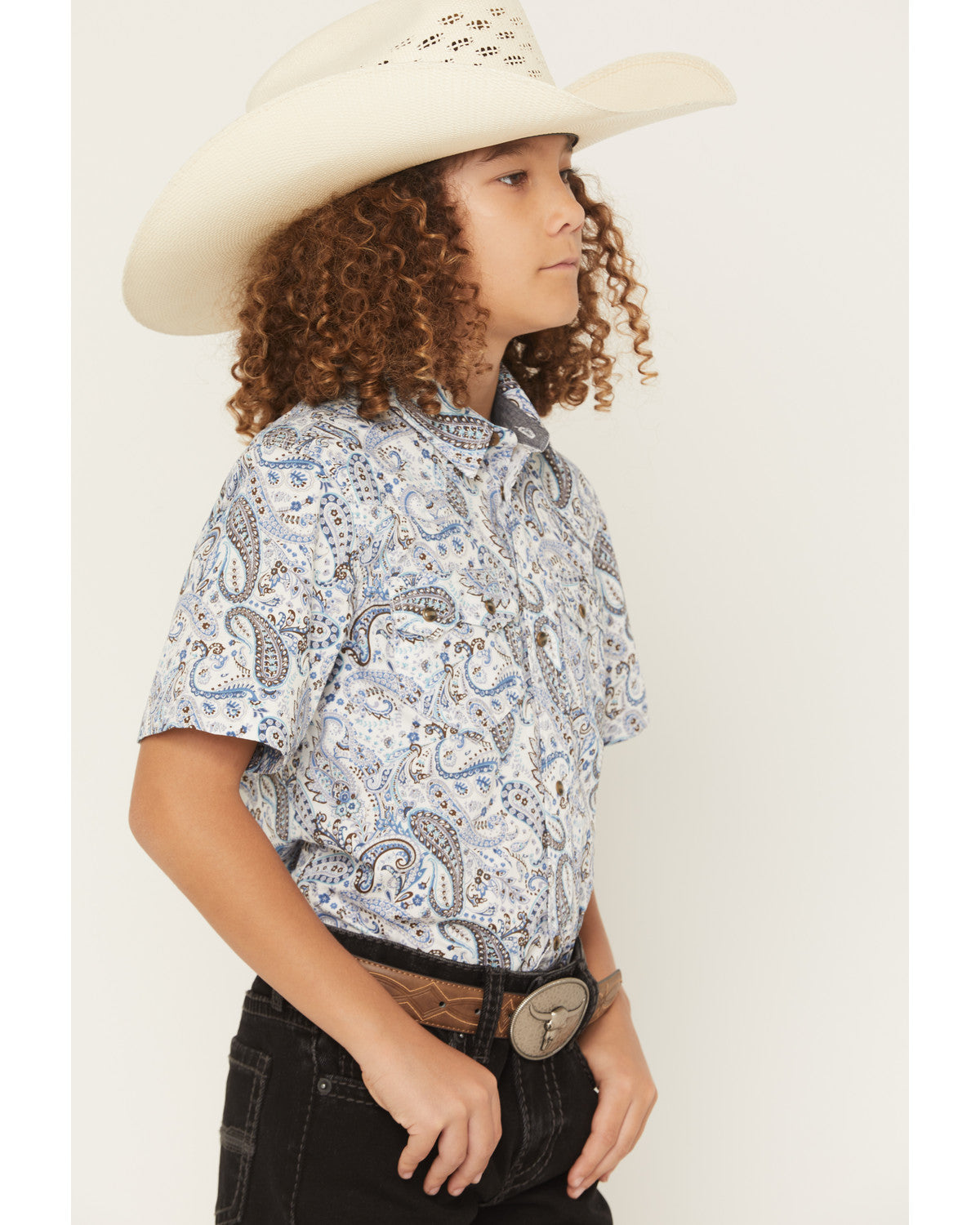 Boys' Ryder Paisley Print Short Sleeve Snap Western Shirt | Cody James Clothing|Boys