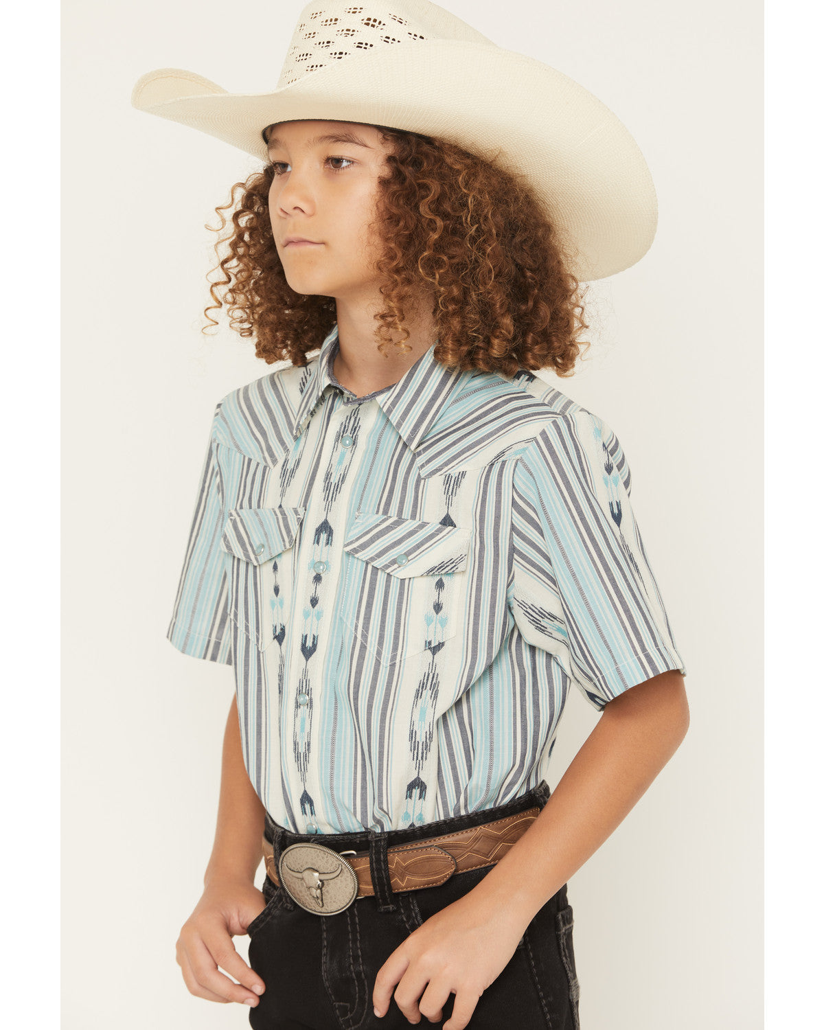 Boys' Heath Southwestern Striped Short Sleeve Snap Western | Cody James Clothing|Boys