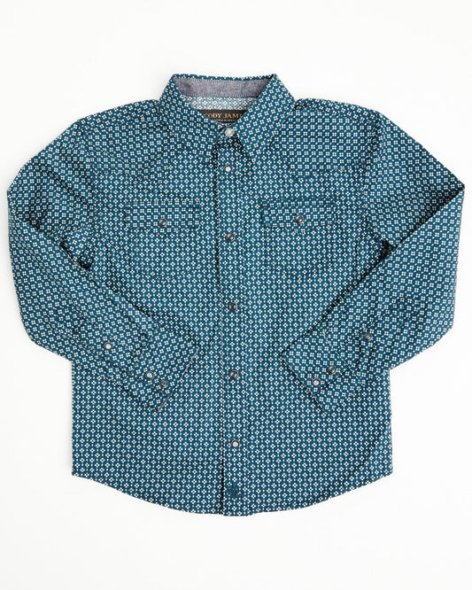 Toddler Boys' Bourbon Geo Print Long Sleeve Pearl Snap West | Cody James Clothing|Boys