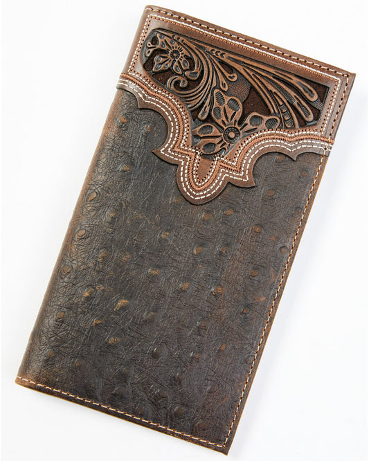 Men's Ostrich Tooled Checkbook Wallet | Cody James Accessories