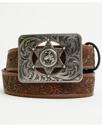 Boys' Sheriff Star Buckle Tooled Belt | Cody James Accessories