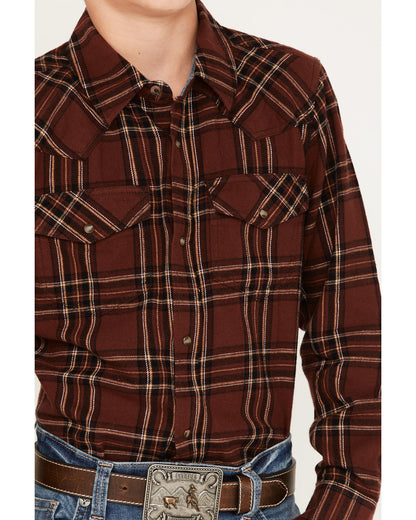 Boys' Plaid Print Long Sleeve Snap Flannel Shirt | Cody James Boys|Sale|Clothing