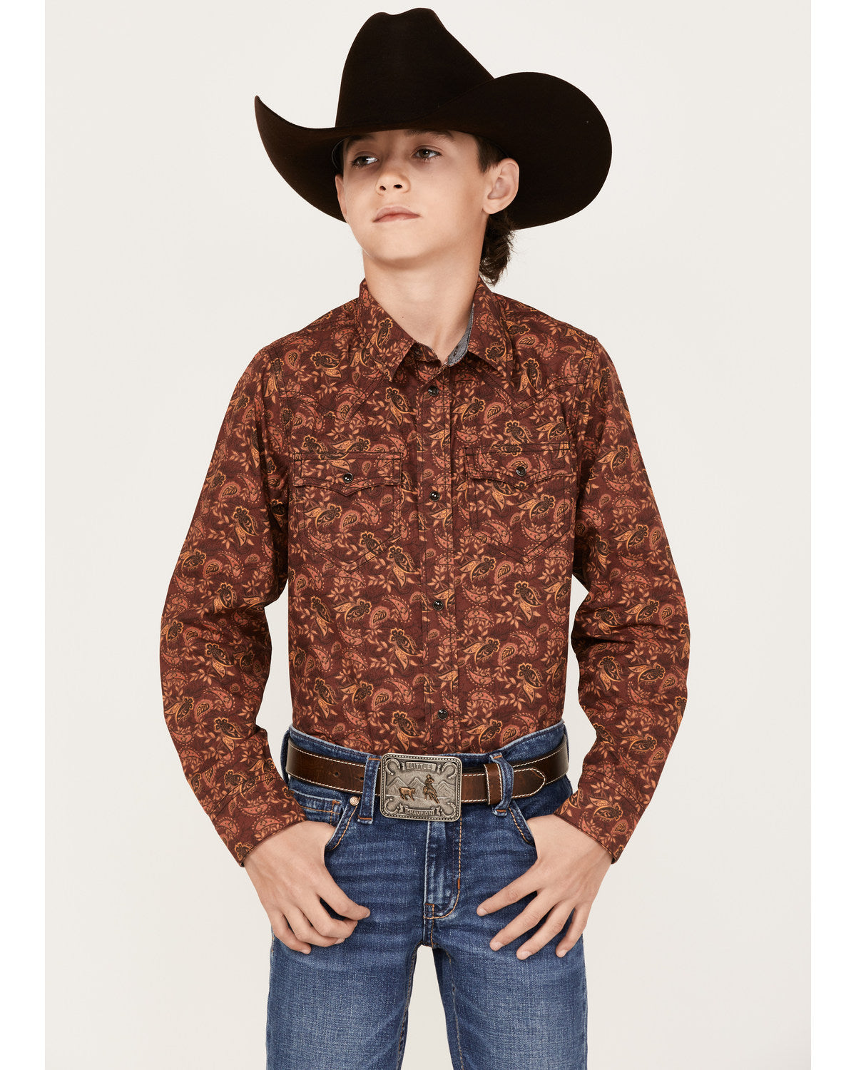 Boys' Paisley Print Long Sleeve Western Snap Shirt | Cody James Boys|Sale|Clothing