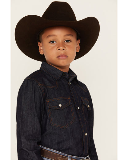 Boys' Cave Creek Long Sleeve Pearl Snap Western Denim Shirt | Cody James Boys|Clothing