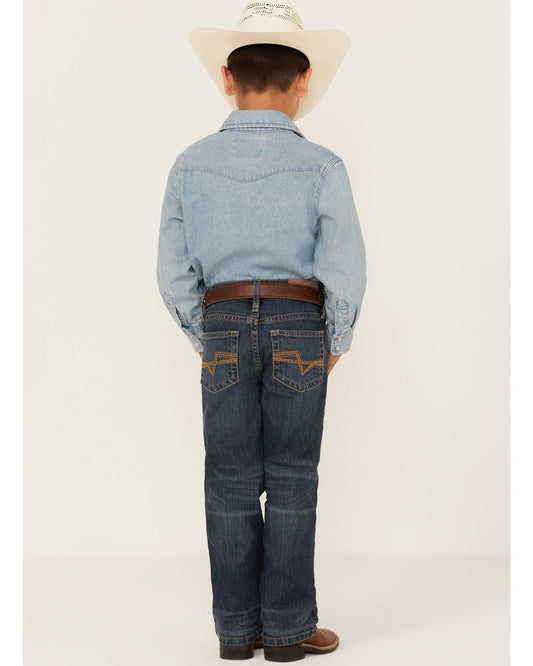 Little Boys' Saguaro Dark Wash Mid Rise Stretch Slim Bootcu | Cody James Boys|Clothing