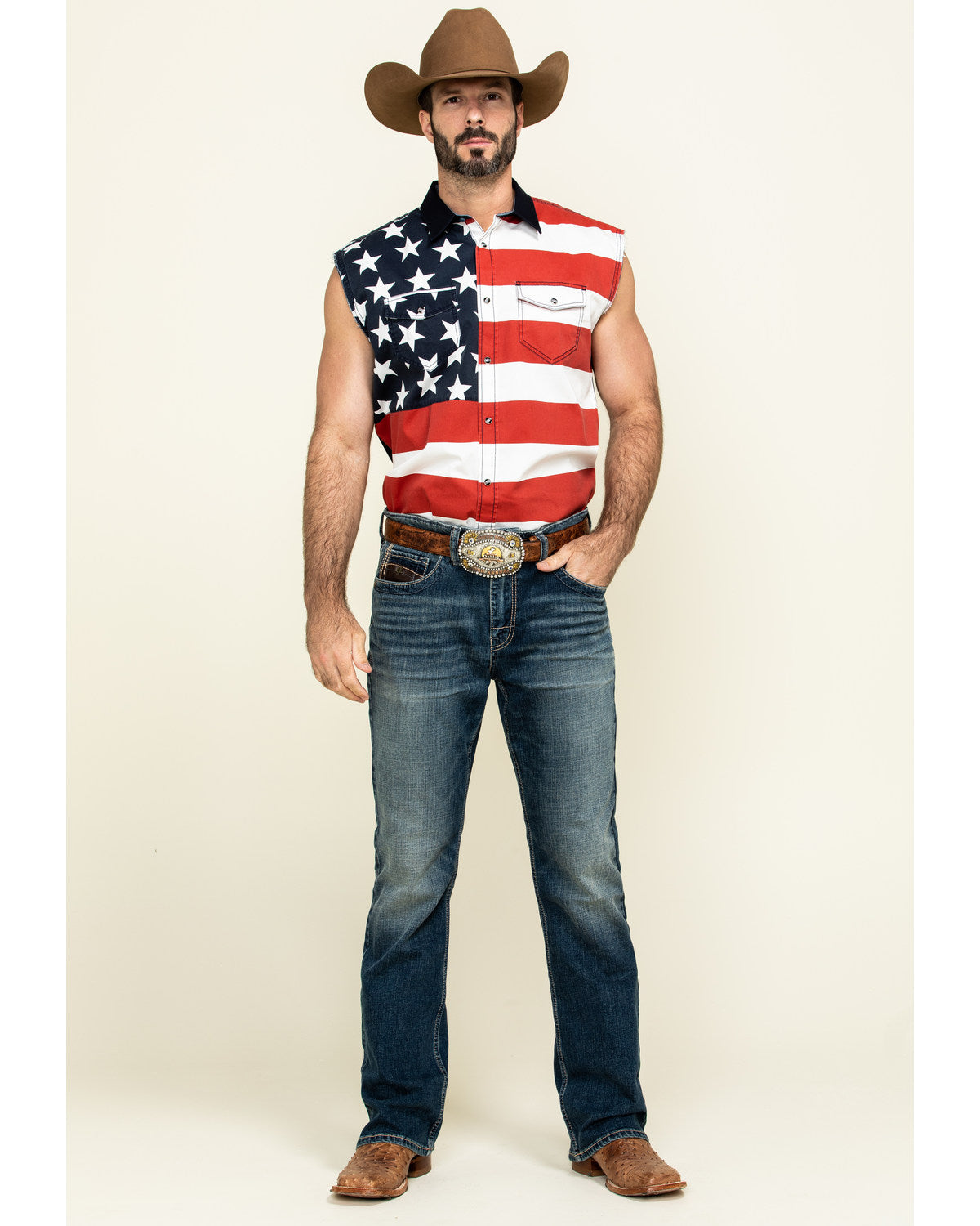 Men's American Flag Bubba Sleeveless Western Shirt | Cody James Boys|Clothing