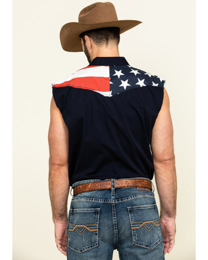 Men's American Flag Bubba Sleeveless Western Shirt | Cody James Boys|Clothing