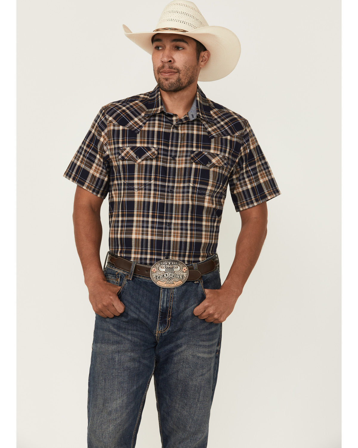 Men's Rustic Rodeo Plaid Print Short Sleeve Snap Western Sh | Cody James Clothing|Sale