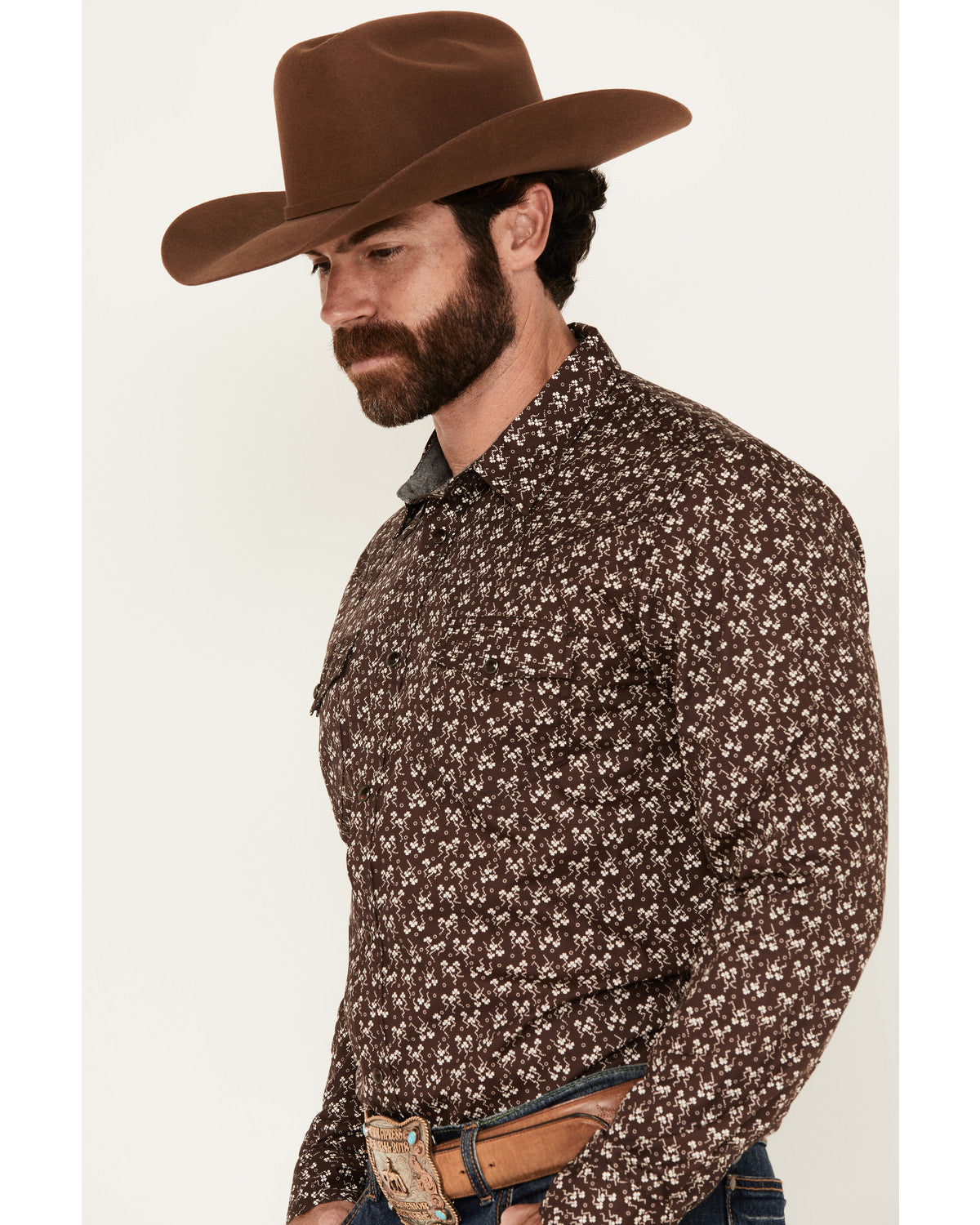 Men's Garrison Floral Print Long Sleeve Snap Western Shirt | Cody James Clothing