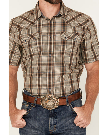 Men's Poncho Plaid Print Short Sleeve Snap Western Shirt | Cody James Clothing