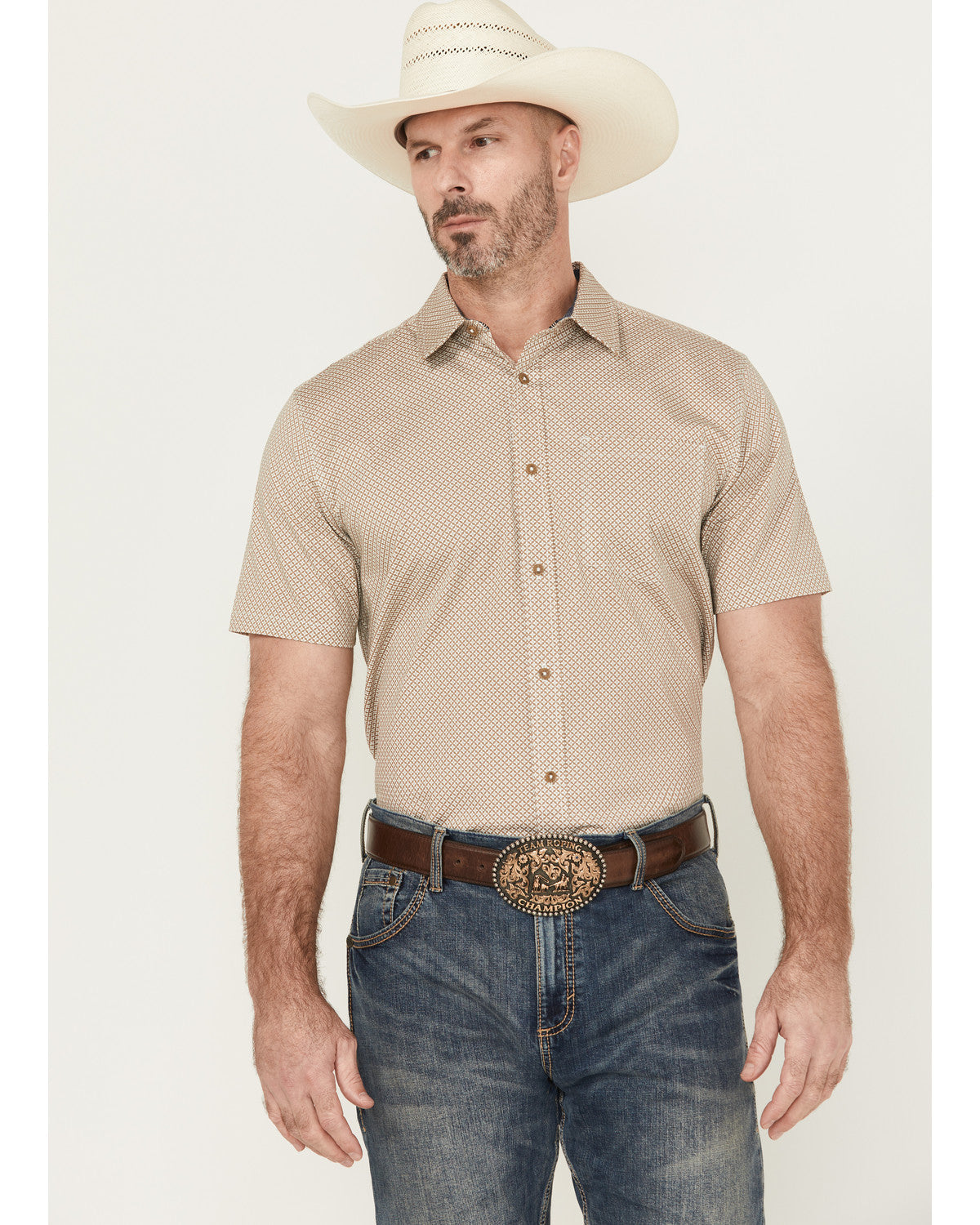 Men's Grill And Greet Geo Print Short Sleeve Button-Down St | Cody James Clothing