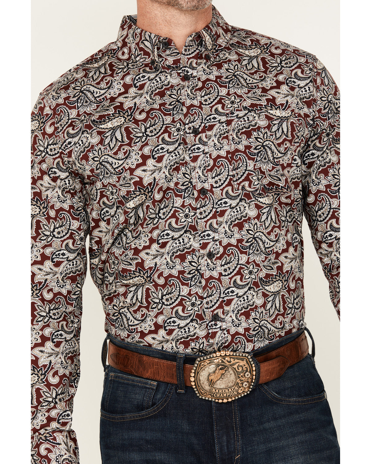 Men's Max Paisley Print Long Sleeve Button-Down Stretch Wes | Cody James Clothing