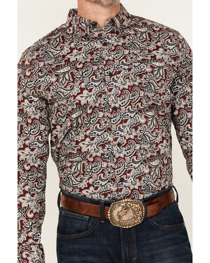 Men's Max Paisley Print Long Sleeve Button-Down Stretch Wes | Cody James Clothing