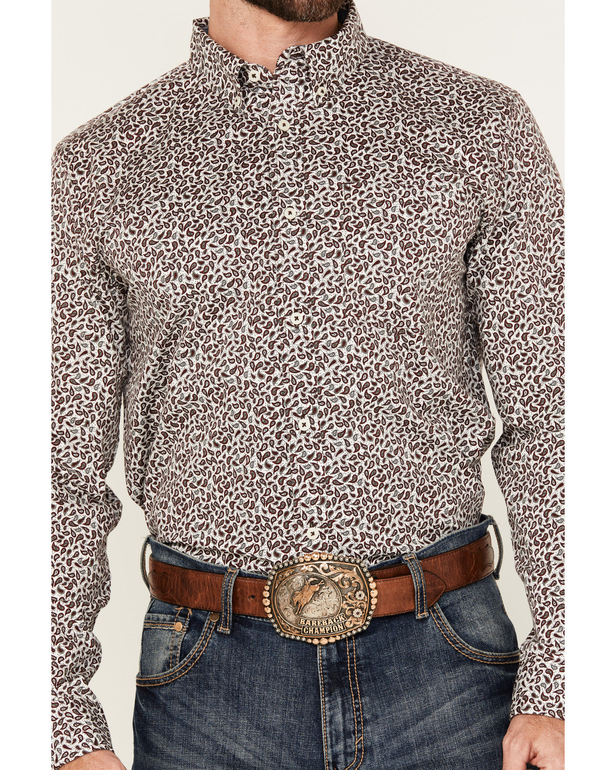 Men's Country Paisley Print Long Sleeve Button-Down Stretch | Cody James Clothing|Sale