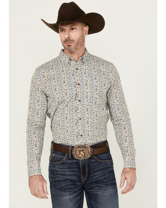 Men's Wells Floral Striped Print Long Sleeve Button-Down St | Cody James Clothing|Sale