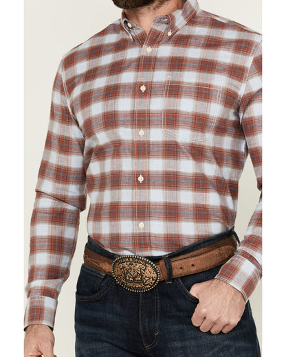 Men's Rush Plaid Print Long Sleeve Button-Down Stretch West | Cody James Clothing|Sale